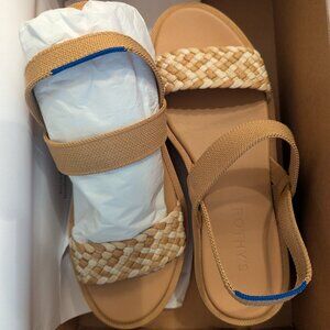 Rothy's Beige and Cream Woven Wedges